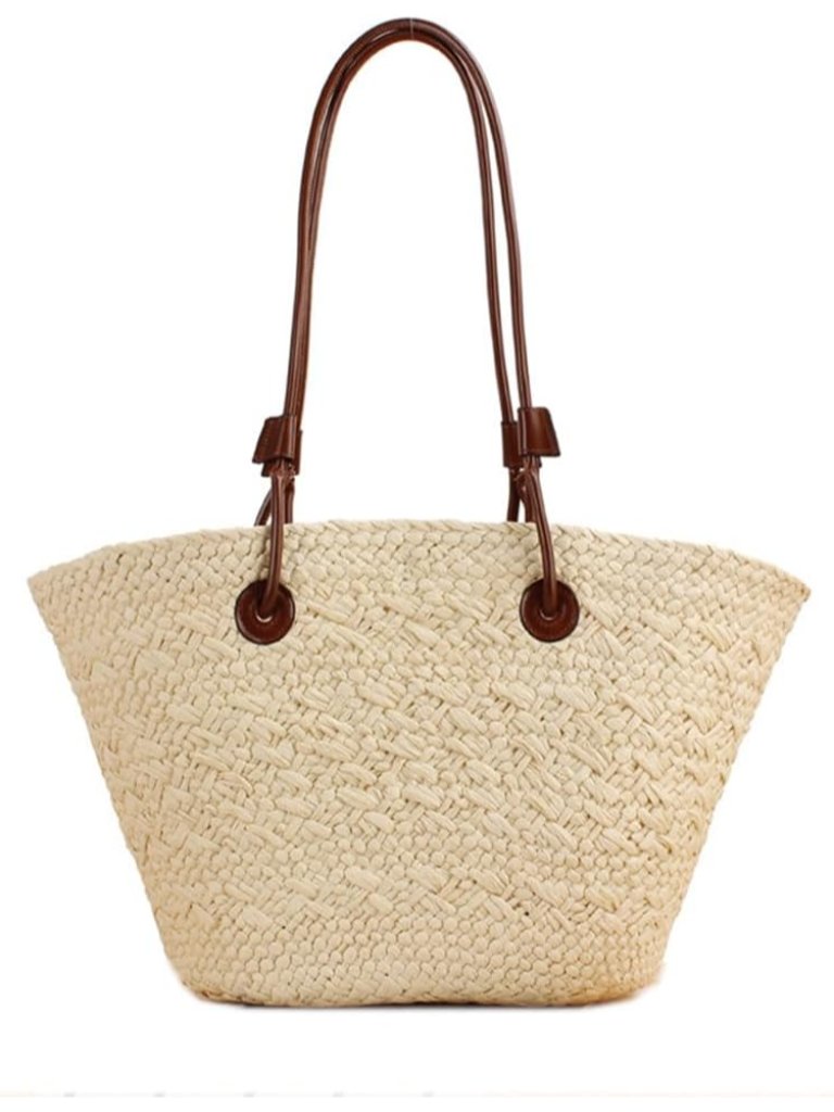 Women Straw Tote Bag Summer Beach Bags Luxury Handmade Shoulder Bag Woven Basket